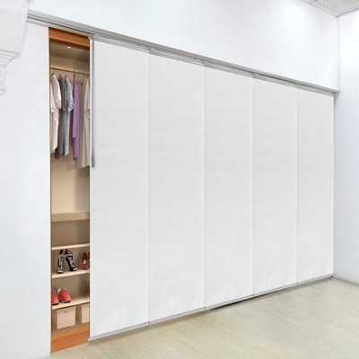 Semi-Sheer Chiffon 5-Panel Single Rail Panel Track Extendable 58"-110"W x 94"H, Panel width 23.5"