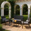 Ensemble de patio 4 pièces en osier 4 personnes - Causeuse, chaise et table basse avec coussins