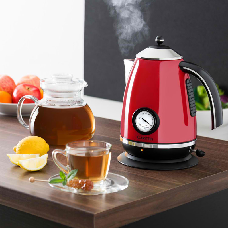 Klarstein 1.7L Stainless Steel Electric Tea Kettle, Red