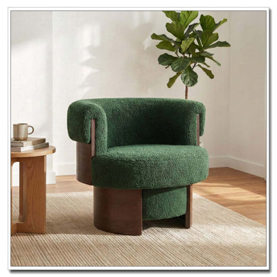 Fauteuil demi-tonneau rotatif moderne courbé et sculptural