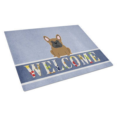 Planche à découper french bouledogue en verre caroline Welcome Dog