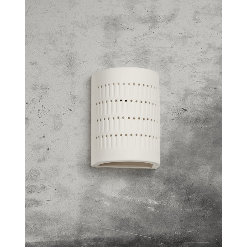 Carely Ceramic Outdoor Wall Light, LED Bulb Included, White, 8.5" H x 6.5" W x 4.5" D
