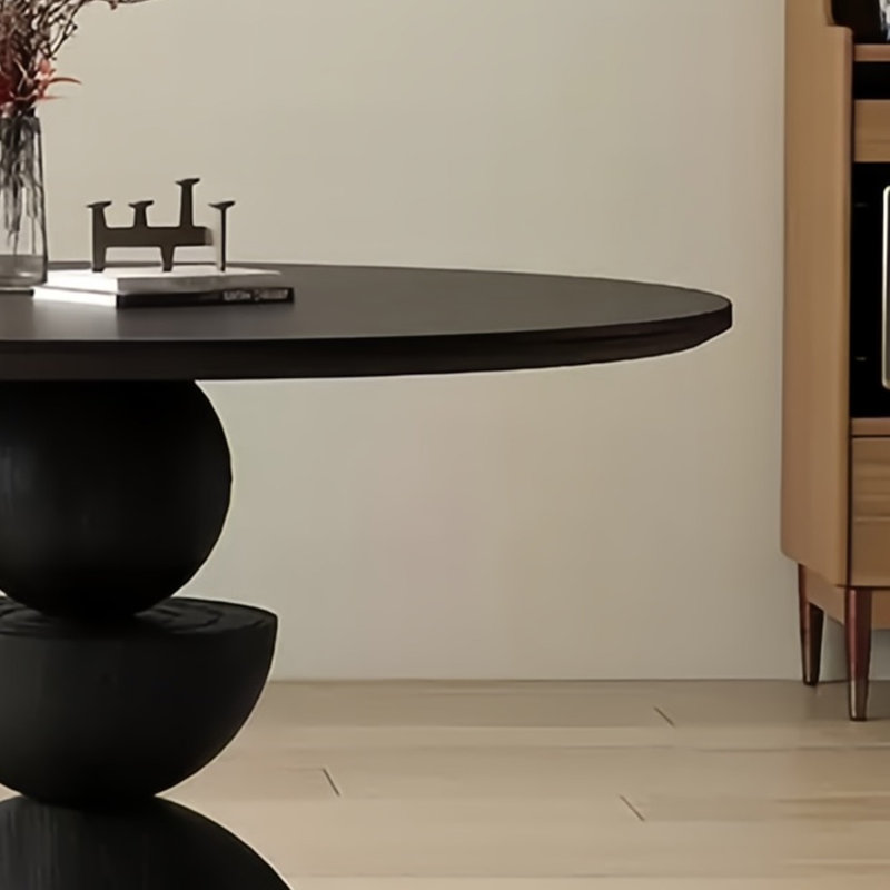 Petite table de salle à manger circulaire, Noir, H 29,53 po x L 51,18 po x l 51,18 po