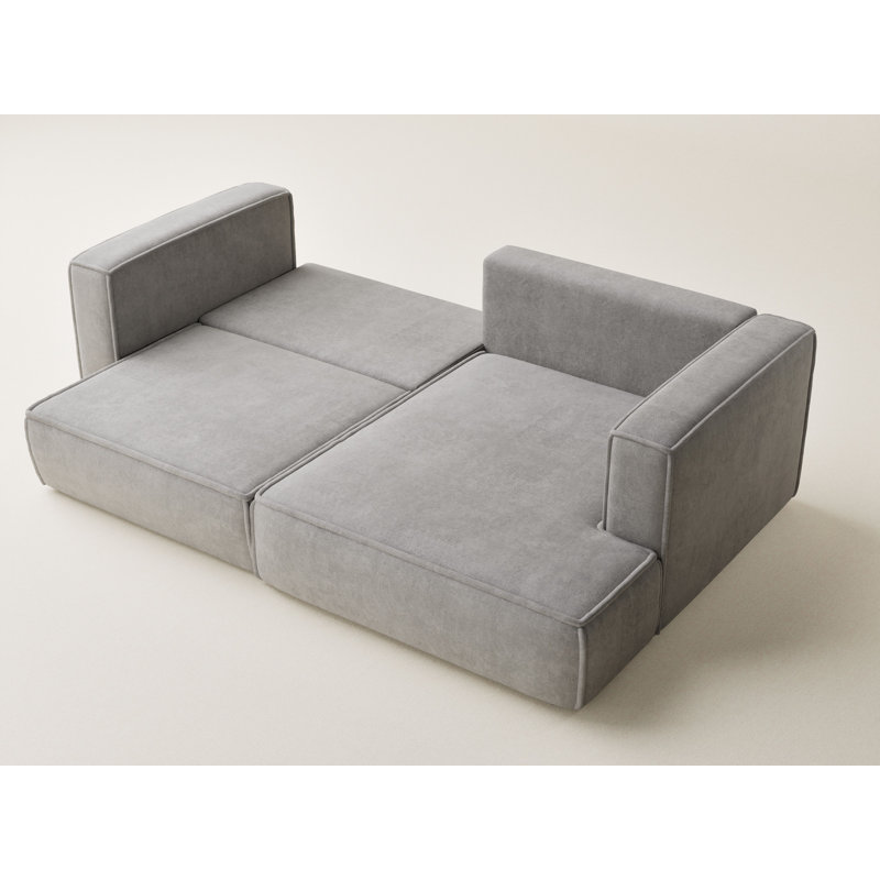 Four-Seater Corner Sofa With Bed Function, Right Hand Facing, Grey/Beige Polyester/Chenille