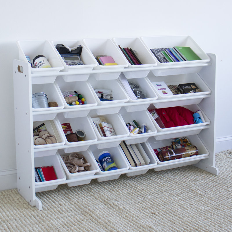 Eveleth Toy Organizer with Bins, White