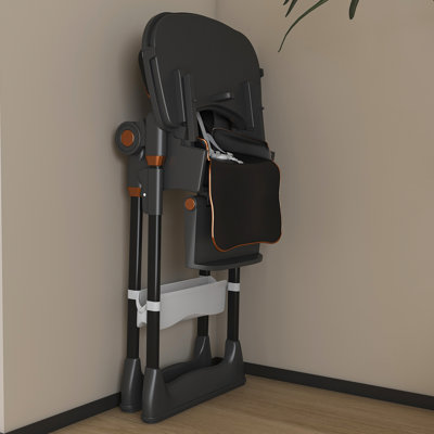Adjustable High Chair For Dining, 0 - 6 Years, With Detachable Tray, 5 Level Feeding System, Belt And Lockable Wheels, Black High Chair, Years, Feeding System, Tray, Belt, Wheels, Black, Comfort,