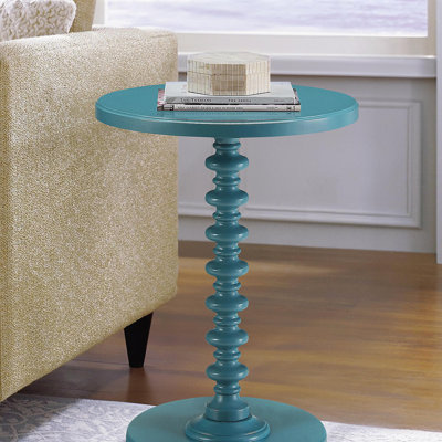 Table d'appoint circulaire bleue en bois