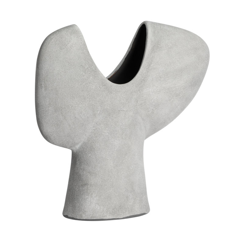 Vase abstrait en Y en terre cuite, Gris