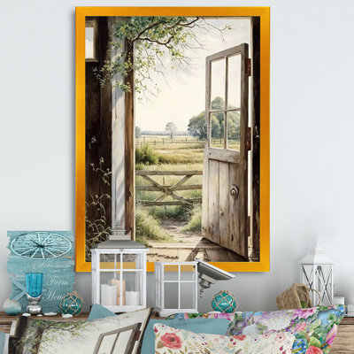 View From A Cottage Country Door II - Farm Landscape Wall Art