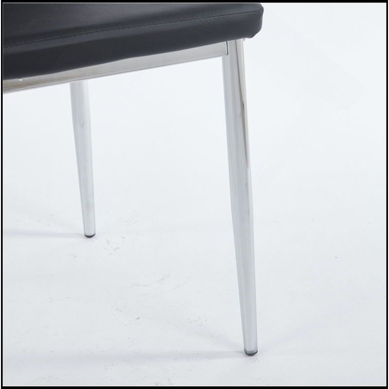 Ensemble de 4 chaises, siège noir, Argent argent, Noir