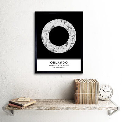 Orlando City Map Orlando Florida United States City Map Black & White - Single Picture Frame Print
