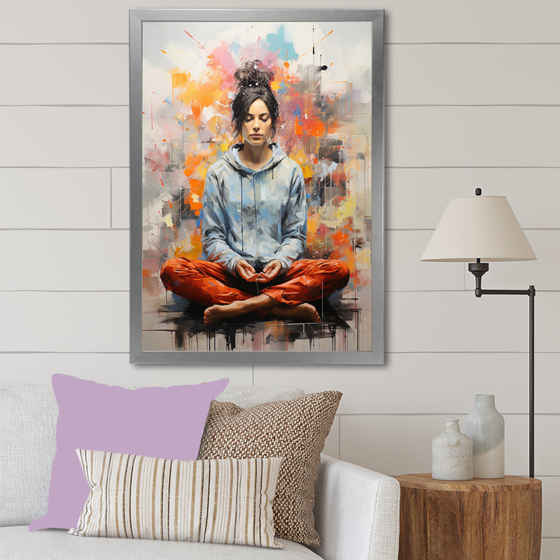 Minimalisme yoga méditation I sur toile, H 32 po x l 24 po x P 1 po, Cadre simple argenté