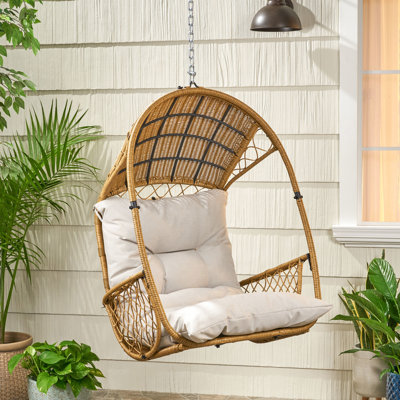 Charmante chaise suspendue panier avec coussin d'eau, base, siège de 25,50 po de largeur, chaîne intérieure de 12 po de longueur, 33,03 lb, 45,8 po de haut,