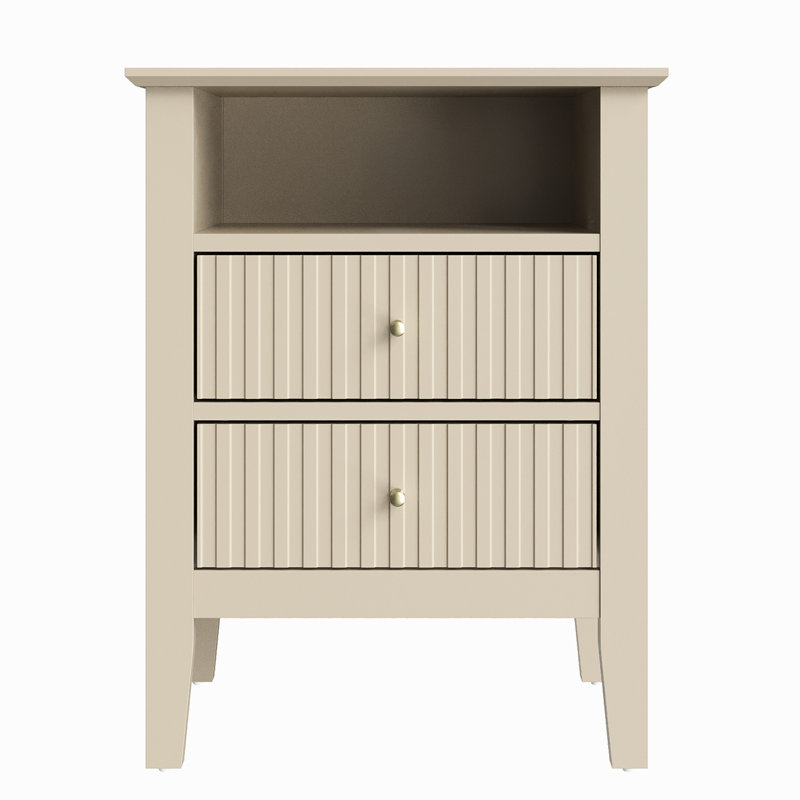 Amberrae 2 Drawer Bedside Table, Beige 