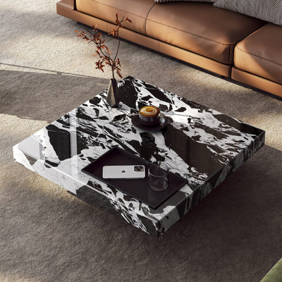 Table basse carrée en marbre de style luxueux