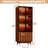 Walnut Finish Glass Display Case With Storage For Collectibles, Brown Wood 3-tier Display Cabinet With Shelves And 2 Drawers , Mid-century Modern China Cabinet For Living Room And Kitchen