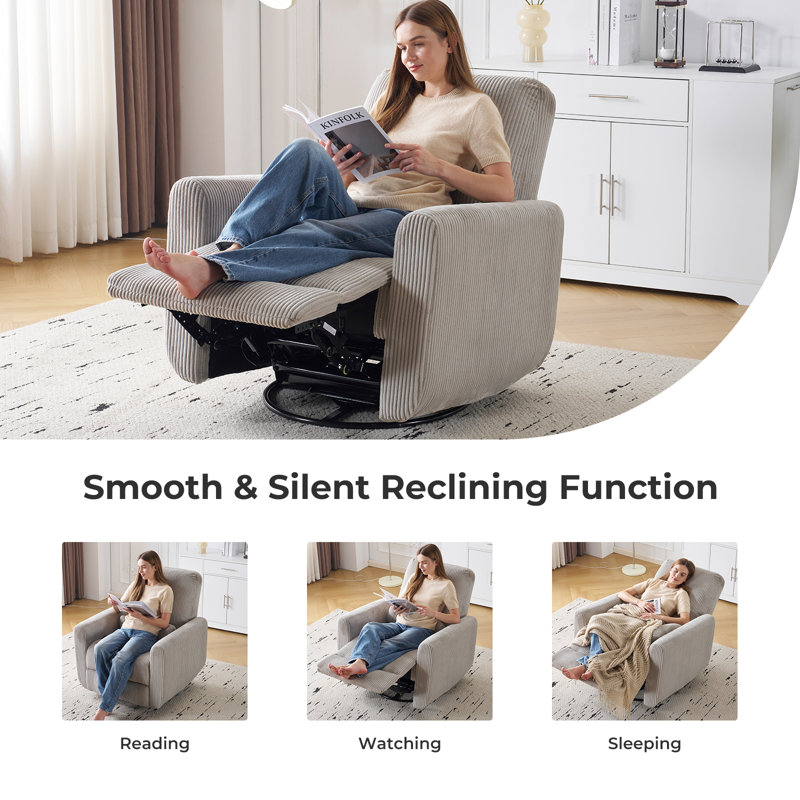 360° Swivel Recliner With Heating And Massage, Gray