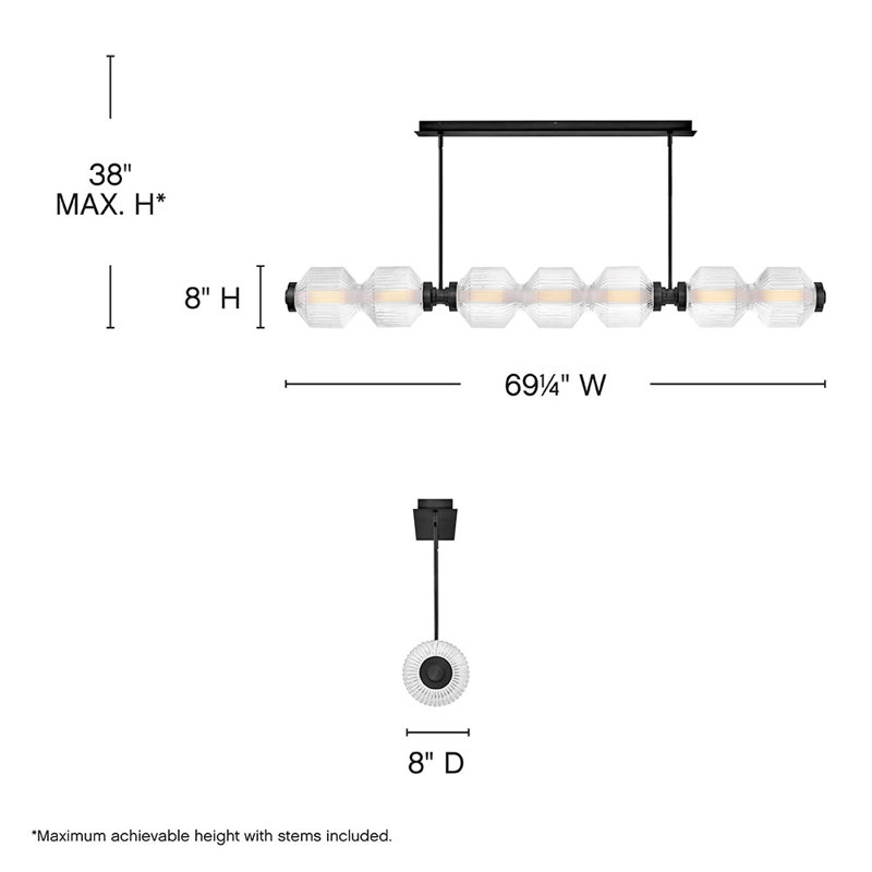 Reign 1 - Light LED Chandelier, Matte Black