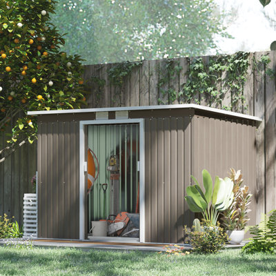 Catisha Garden 9 ft. W x 4 ft. D Galvanised Steel Pent Storage Shed