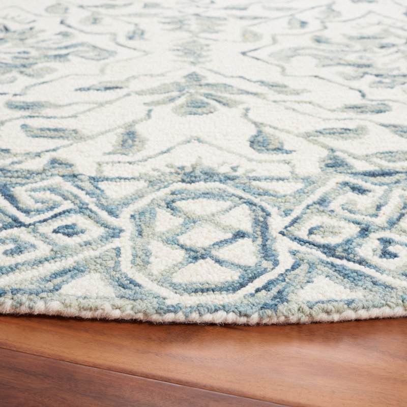 Pimentel Hand Tufted Wool Floral Rug, Round 7'
