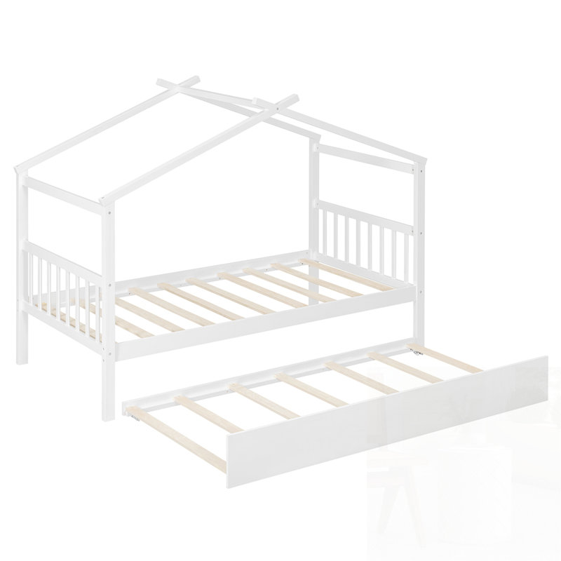 Lit en bois avec couchette, Simple, Blanc