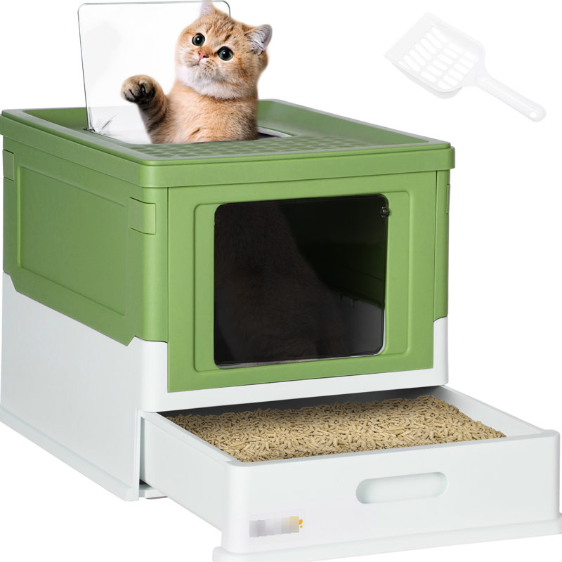 Spacious Cat Litter Enclosure, Yellowish , Prevents Odor Escape, With Front Door And Top Exit Box Concealed Functionality, Offers A Generous Interior Easy Cleaning