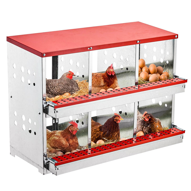 6 boîtes de nidification de poulet à 6 trous, boîtes de nidification murales en métal pour poulets, boîtes de ponte, poulailler de collection