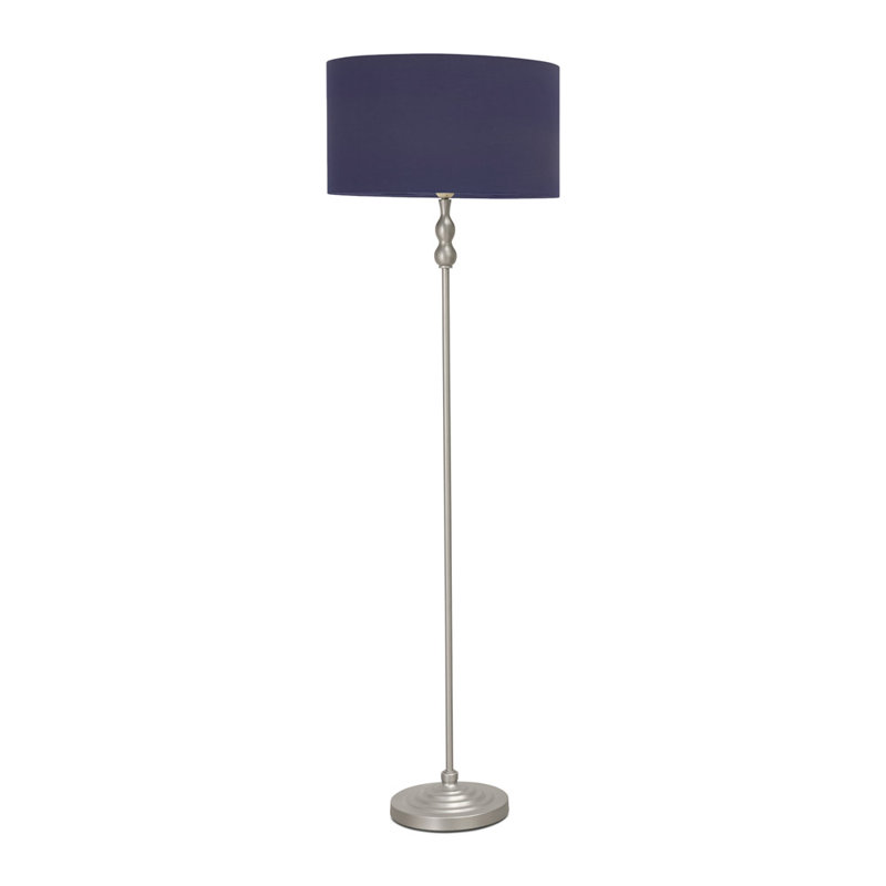 Saylorsburg 151cm Traditional Floor Lamp, Yes, Brush Chrome, Navy Blue