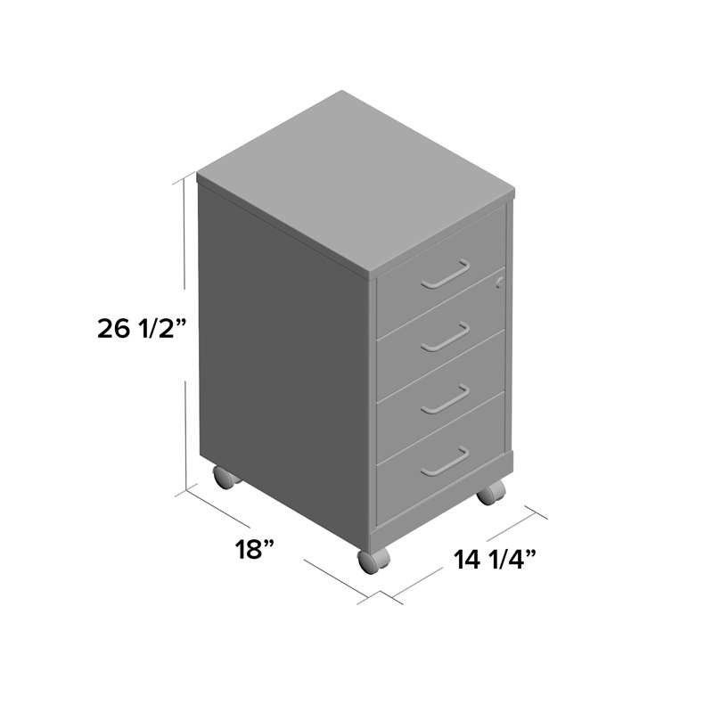 Onetta 4-Drawer Mobile Vertical Filing Cabinet, Black