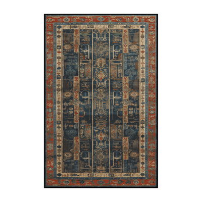 Tapis art déco brun lavable à la machine