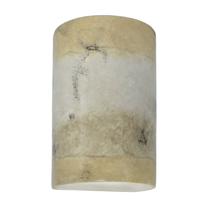 Applique murale 1 lumière Pacursa, H 12,5 po x l 7,75 po x P 6,25 po, DEL intégrées, Travertin Greco