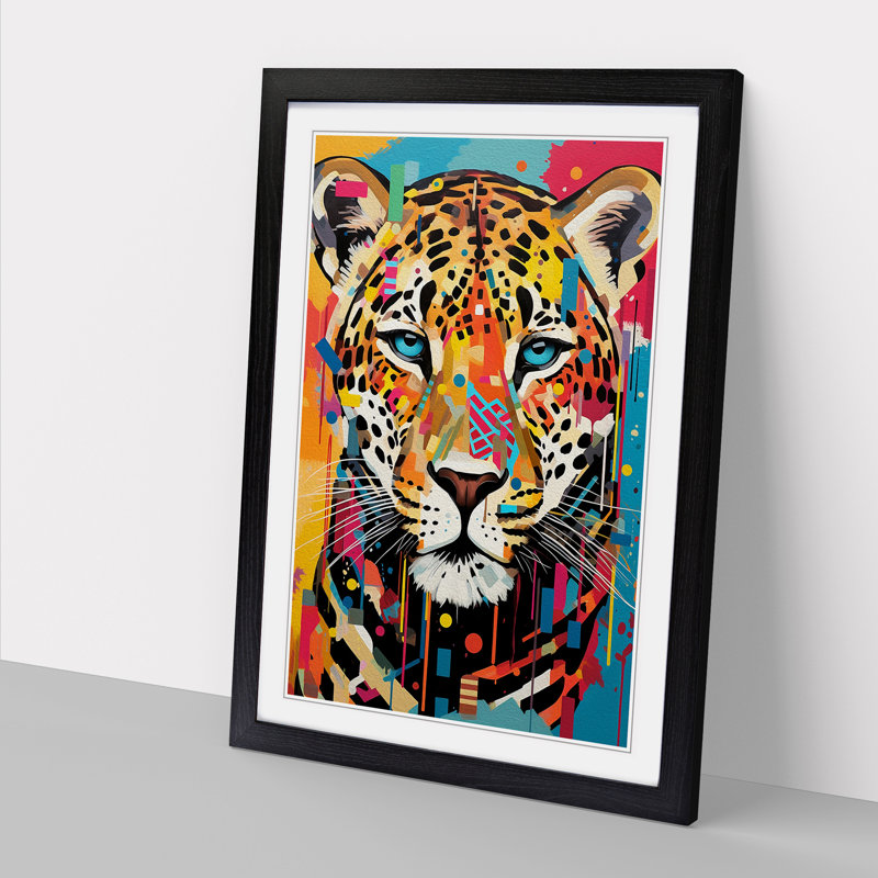 Leopard Constructivism - Framed Print, 34cm H x 25cm W x 2cm D, Black