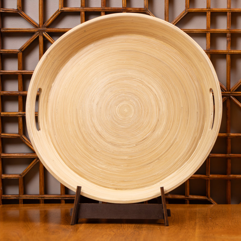 Lexa Bamboo Serving Tray W/ Handles, 16 Inch, Bamboo, Natural