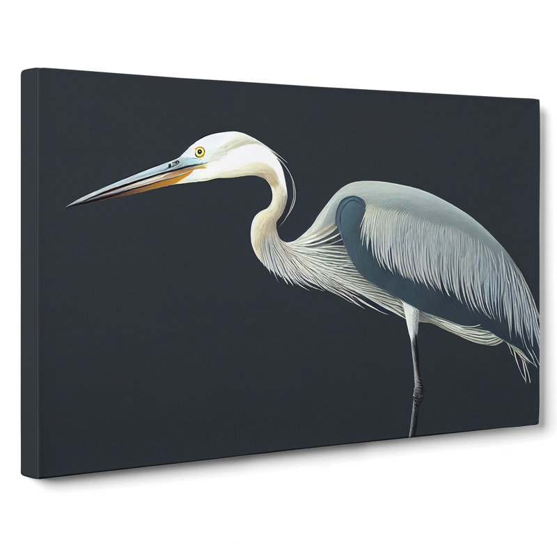 Beaming Heron Bird - Wrapped Canvas, 35cm H x 50cm W x 3cm D