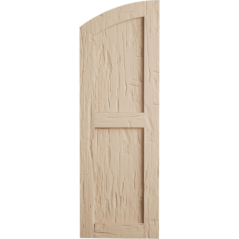 Timberthane deux panneaux plats égaux avec volets elliptiques en faux bois (par paire), Texture sablée / brun clair apprêté