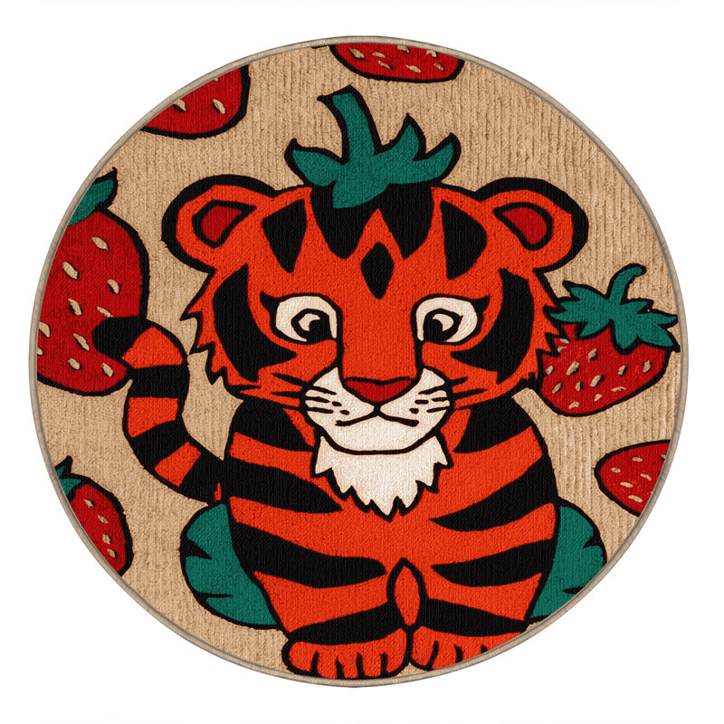  Tapis lavable tigré aux gros chats, Rond 3 pi
