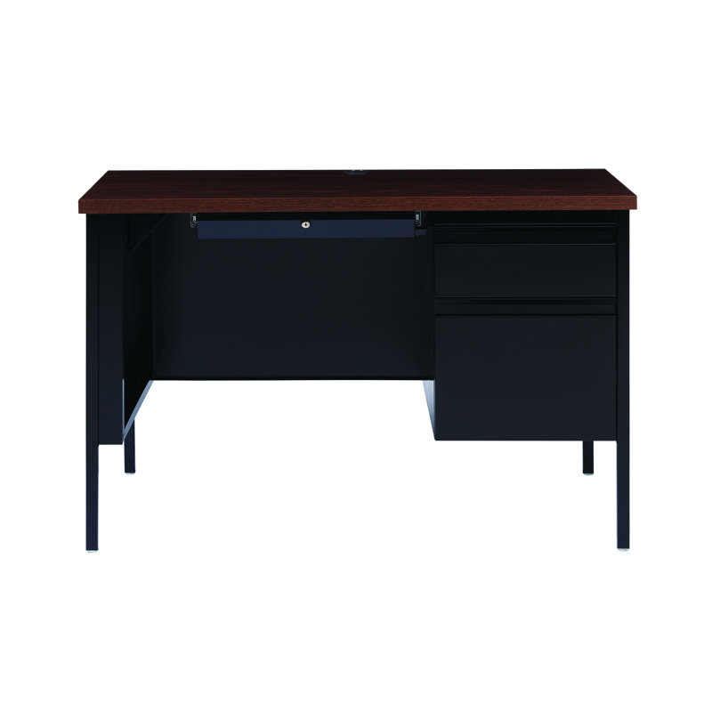 Metal Base Computer Desk, Black/Walnut