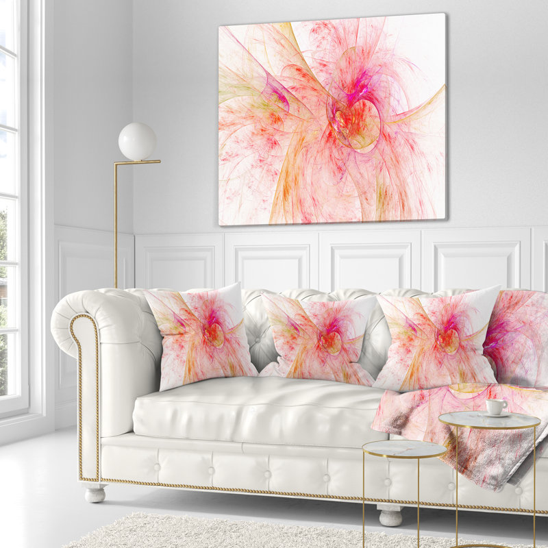 Pink Fractal Abstract - Coussin décoratif imprimé abstrait, 18 po x 18 po, Carré
