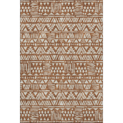 Premium Machine Washable Prisco Terracotta Rug