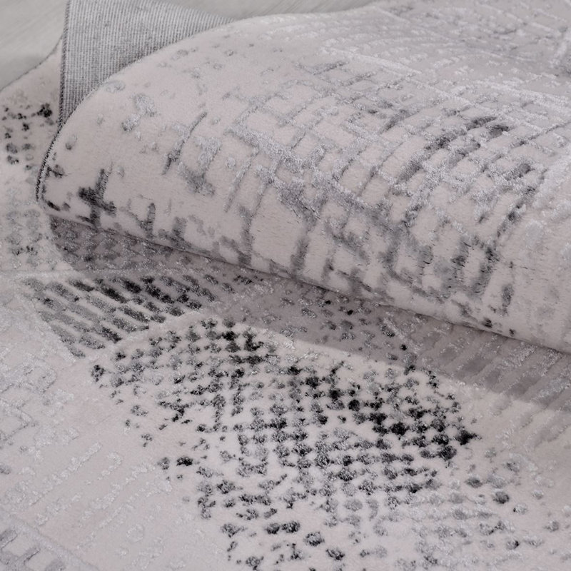 Tapis gris moderne lavable à la machine, Rectangle 2 pi 8 po x 5 pi