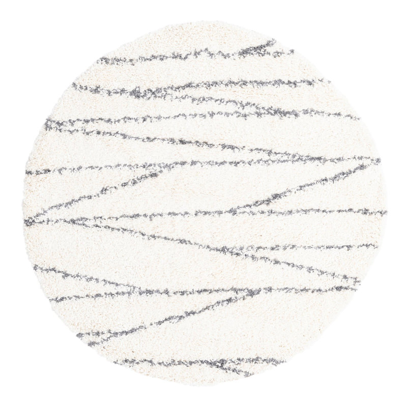 Abrahams Striped Indoor Rug, Round 5'3"