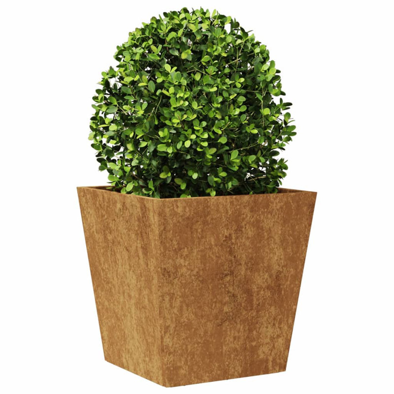 Asua Metal Planter Box, Corten Steel, 40cm H x 40cm W x 40cm D