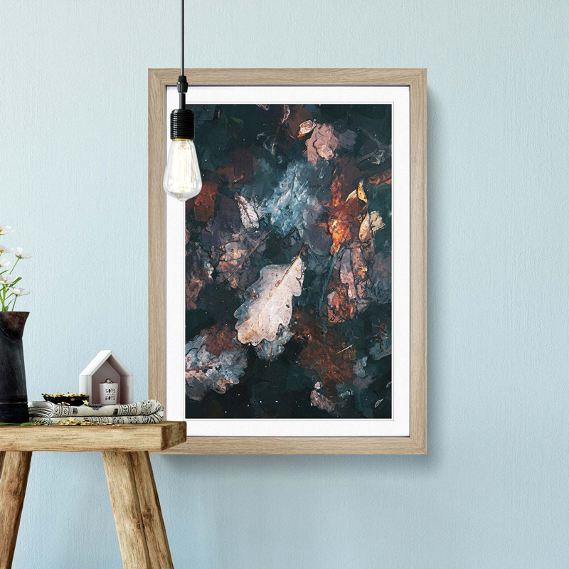 Autumnal Leaves in Abstract - Picture Frame Graphic Art Print, Oak Framed, 65cm H x 48cm W x 2cm D