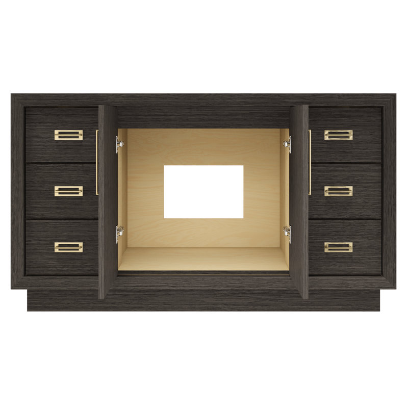 Avalon Single Extra Wide Bath Vanity, Gray Weathered, Satin Gold, 60"