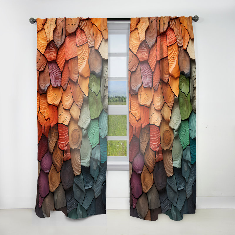 Collage d'arbre orange Millie - rideau en velours moderne - obscurcissant - 1 panneau, L 52 po x L 90 po