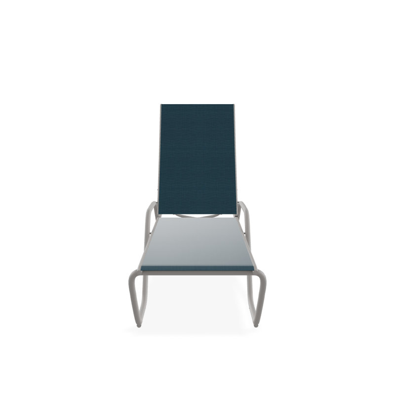 Outdoor Rust-Resistant Metal Chaise Lounge, Textured Warm Gray, Teal Sunbrella®