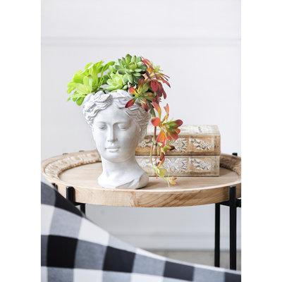 Vase en ciment de style grec pour la maison et le jardin - 6,3 x 5,9 x 9,1 pouces, pot de fleurs gris, pot de fleurs d'intérieur et d'extérieur 4,47 lb