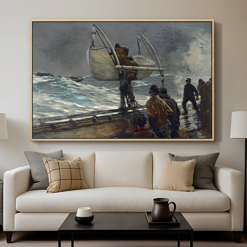 Le signal de détresse, c. 1896 - Toile tendue avec châssis Winslow Homer, 26 x 40, Naturel