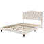 Lit plateforme tapissier avec tête de lit courbée réglable et capitonnée à losanges, lattes en bois et support en métal, aucun sommier tapissier requis, beige-189779534