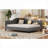 Full/Twin Size L-Shaped Linen Daybed with Solid Wood Legs - Gray/Beige for Living &amp; Guest Rooms-1158223773-1158223763
